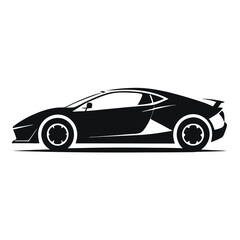 Sports car silhouette vector artwork on white background