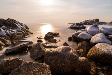 Seaside scenery in winter