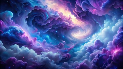 Obraz premium Abstract cosmic clouds in shades of purple and blue swirling on a dark background, cosmic, abstract, clouds, purple, blue