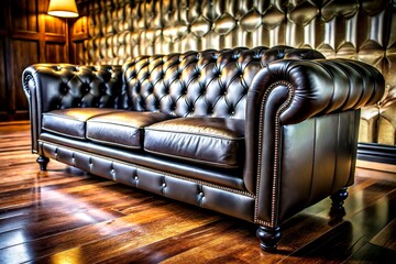 Obraz premium This elegant rich black leather texture defines a stylish sofa, making it an ideal choice for refined interior