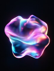 Abstract 3D Wave Blend with Vibrant Colors and Soft Edges Creating a Futuristic and Dreamlike Composition in a Dark Setting