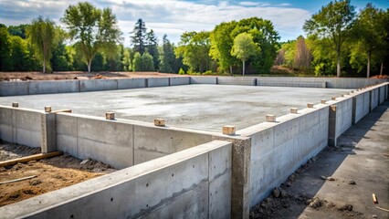 A close-up photo of a concrete foundation with smooth finishing , construction, building, structure, architecture, base
