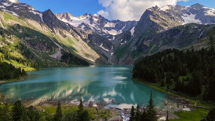 Multinskoye lake in summer in the Altai mountains