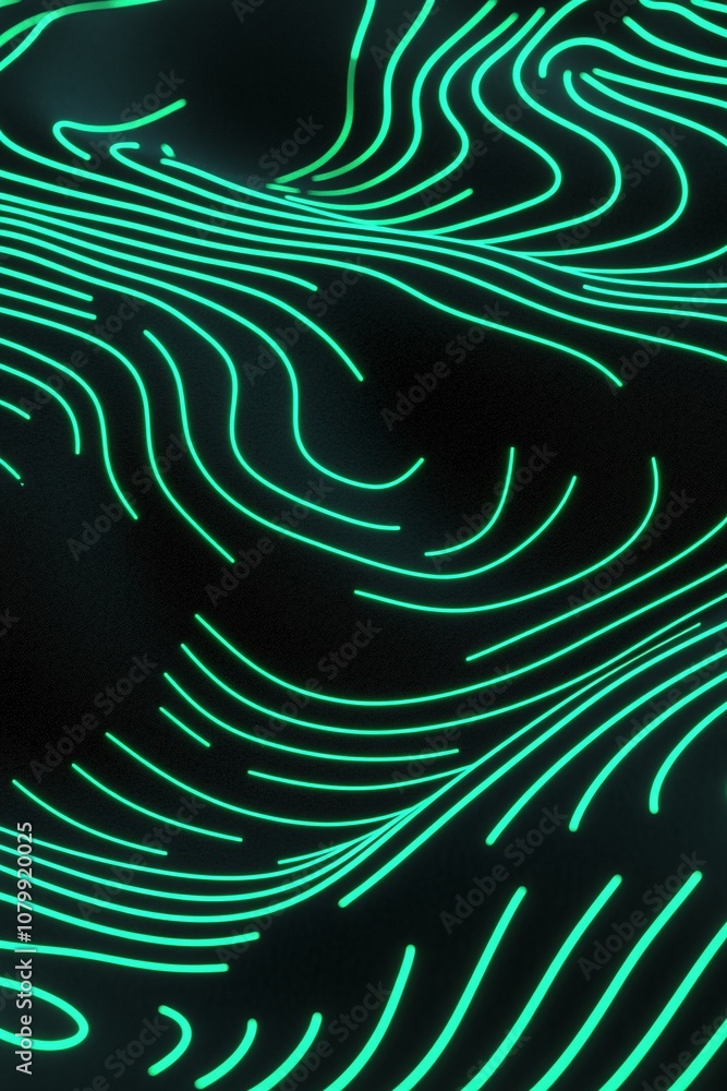 Aufkleber abstract background with green lines creating a dynamic flowing pattern against a dark surface, idea