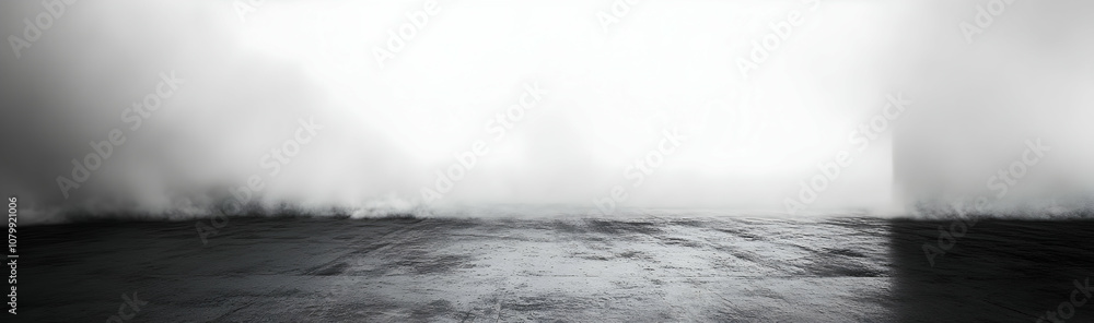 Poster abstract dark concrete floor with fog, empty space for product display -