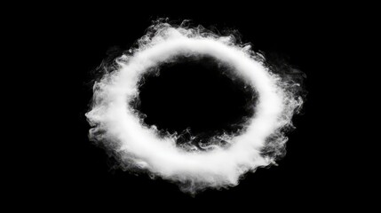 A thick, rounded circle white cloud with a gentle gradient of light at the top, floating on a black background
