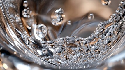 Close-up of Bubbles in Liquid with Reflections