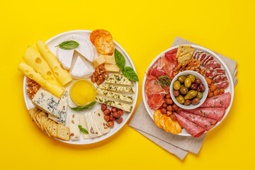 A selection of various cheeses and meats