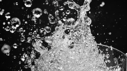 Obraz premium Splashing Water in Black and White Photography
