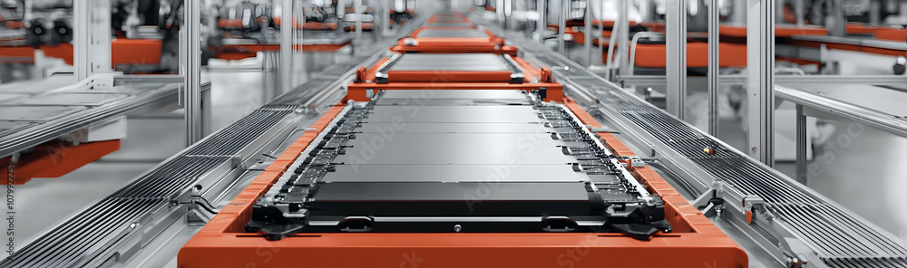 Poster automated assembly line for electric vehicle battery cells in production -
