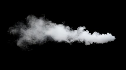 A thick white smoke plume rising and twisting, isolated beautifully on a black background