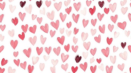 Illustration pattern of spaced hearts red and pink