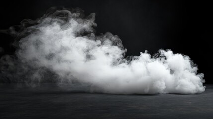 Fototapeta premium A thin, wispy white smoke tendril curling delicately, isolated on a black background