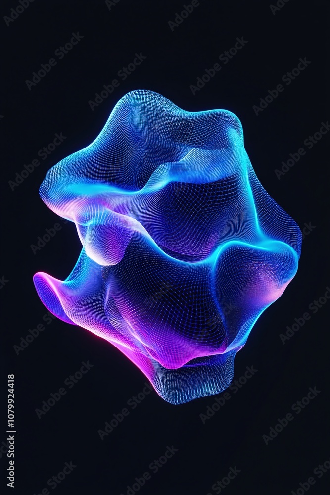 Aufkleber abstract colorful 3d shape with vibrant pink and blue tones, flowing and morphing in a smooth patter