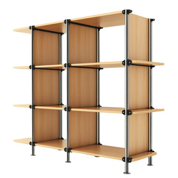 Modular shelving units with adjustable sections. isolated on transparent background
