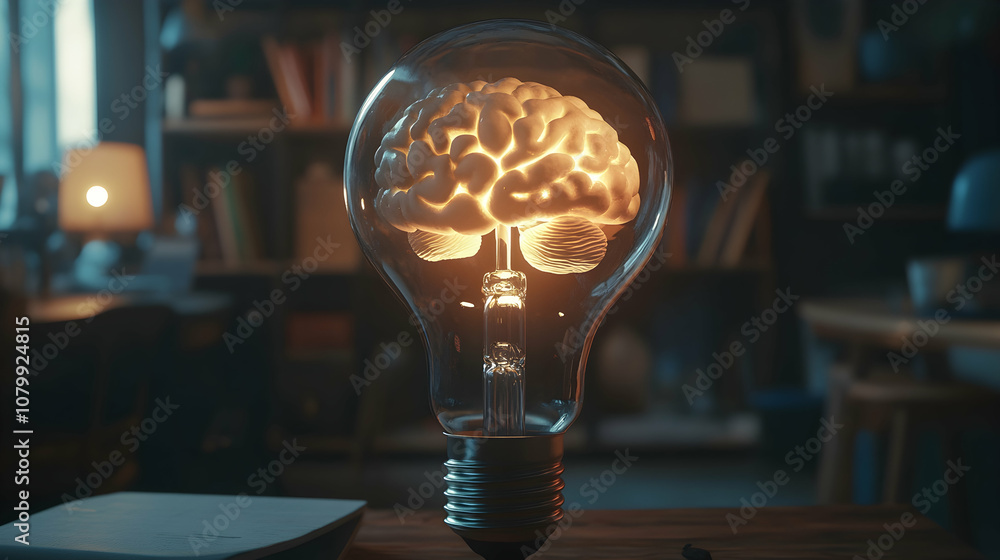 Poster brain in light bulb a?