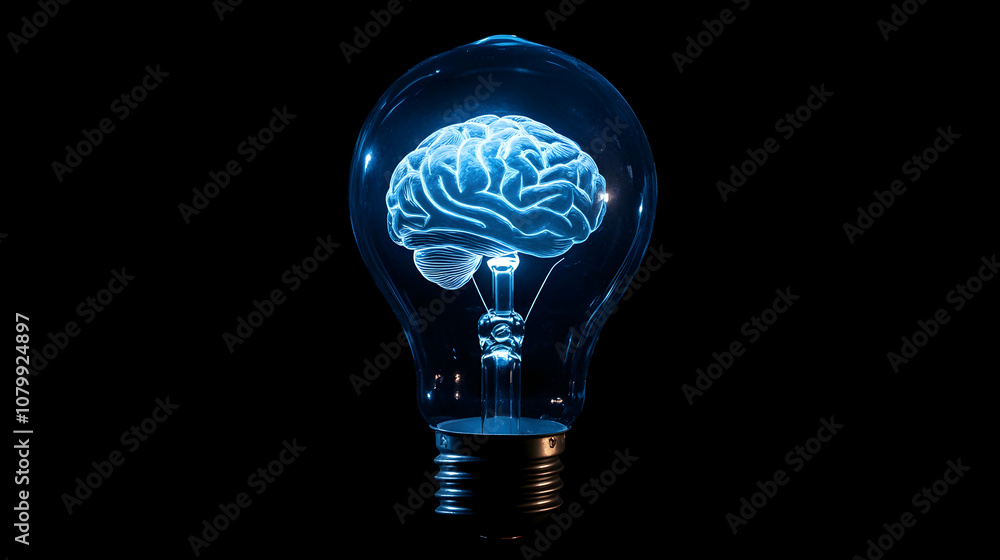 Poster brain in light bulb a?