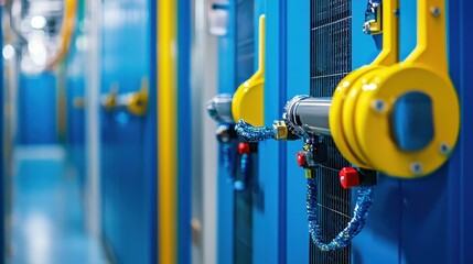 Close-up of advanced battery storage systems industrial facility technology showcase high-tech environment dynamic perspective energy storage innovation