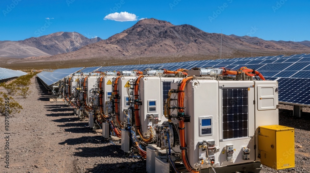 Aufkleber storing energy efficiently solar panel installation desert landscape low-resolution image renewable 