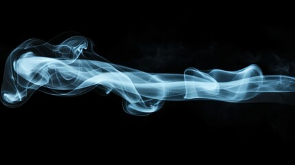 A thick white smoke plume rising and twisting, isolated beautifully on a black background