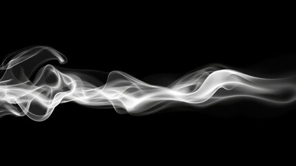 A thin, wispy white smoke tendril curling delicately, isolated on a black background