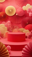 Chinese paper umbrella New Year decoration booth