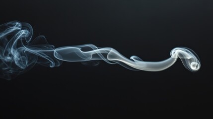 A thin, wispy white smoke tendril curling delicately, isolated on a black background