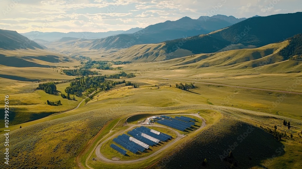 Leinwandbilder Implementing solar energy storage systems in open fields a low resolution overview of innovative solutions