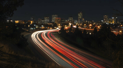Fototapeta premium City Car Light Trails a?