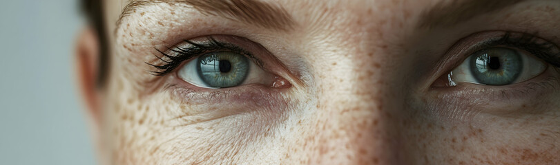 Obraz premium Close-up comparison of youthful and aged skin on a woman's face -