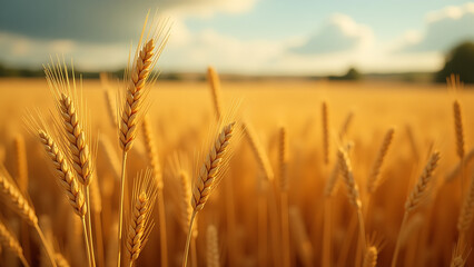 Naklejka premium Wheat fields with stalks made of antenna arrays and golden grains dissolving into wireless signal patterns