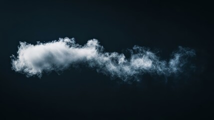 A wispy white smoke tendril gracefully curving, isolated against a black background