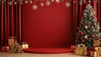 Red Christmas gift booth