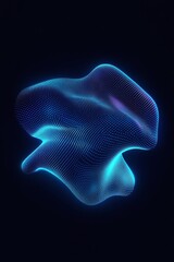 Fototapeta premium Abstract digital wave design with glowing blue and purple lines on a dark background, representing fluid motion and high-tech concepts in modern art and technology.