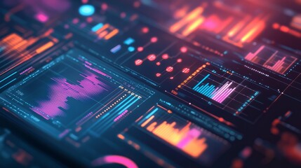 Abstract illustration of data visualization in business, with charts and graphs displayed creatively