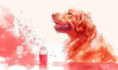 In a clinical environment, a dedicated veterinarian prepares to give a vaccine to a domestic dog, emphasizing the importance of pet vaccinations and care