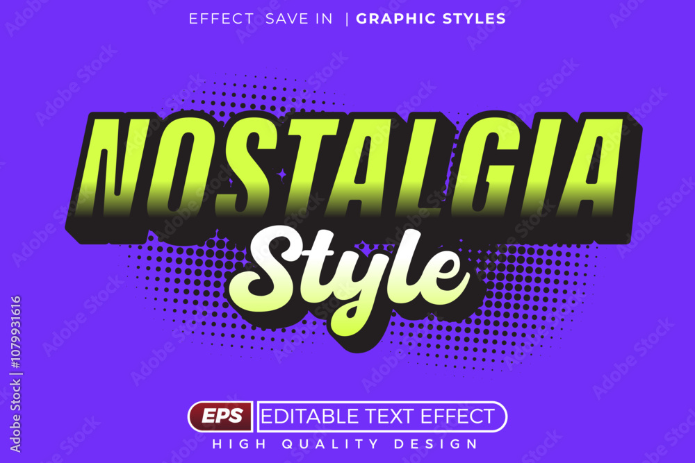 Poster editable 3d text effect nostalgia style