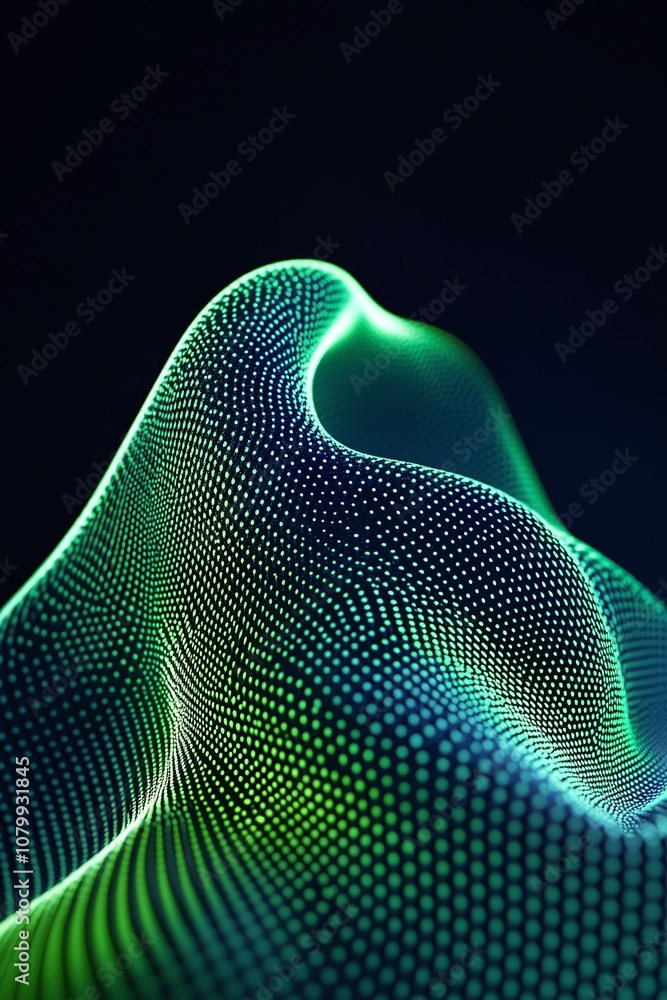 Aufkleber abstract digital wave with green and black color contrast, forming an intricate pattern of dots and 