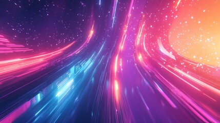 Obraz premium An abstract depiction of futuristic data flow with glowing trails and bursts of energy