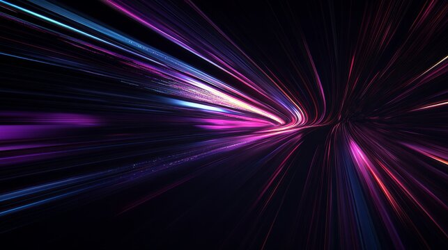 An energetic design featuring hyper-speed data flow with neon rays and burst effects