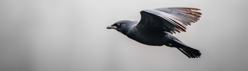 sadness emotion healing concept. Bird in mid-flight with outstretched wings against a muted background.