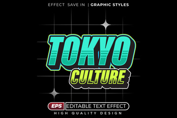Editable 3d text effect tokyo culture