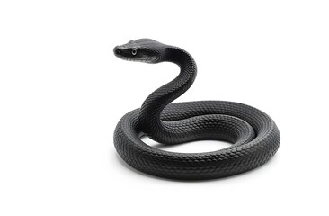 Minimalistic image of a black snake silhouette coiled  a white background, Symbol of 2025