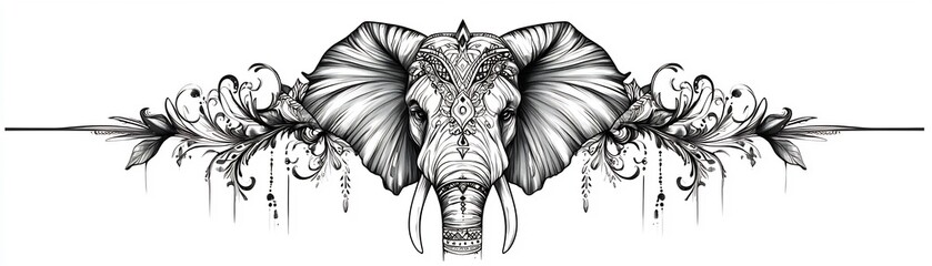 Ornate Mandala Elephant Tattoo with Symmetrical Patterns and Spiritual Symbolism