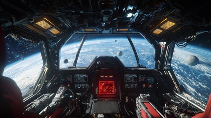 Spaceship Cockpit View of Earth