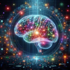 Obraz premium visualization of fractal realms on illustration brain