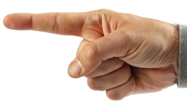 Index finger and thumb pinch gesture on white transparent background
