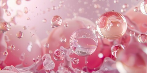 Pink Water Drops Abstract Macro Photography