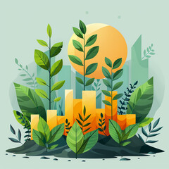 Vibrant Nature Inspired Digital Art With Lush Greenery and Sun