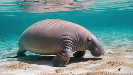 Manatee in the Crystal Clear Shallows